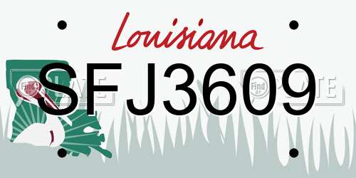 SFJ3609 Louisiana License Plate