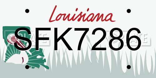 SFK7286 Louisiana License Plate