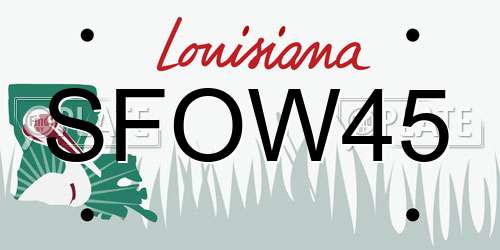 SFOW45 Louisiana License Plate