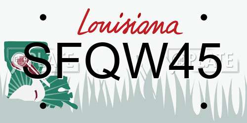 SFQW45 Louisiana License Plate