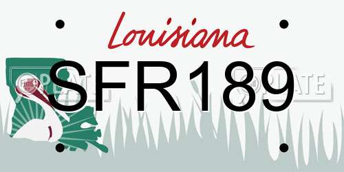 SFR189 Louisiana License Plate