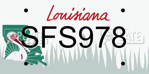 SFS978 Louisiana License Plate