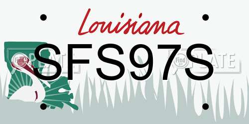 SFS97S Louisiana License Plate