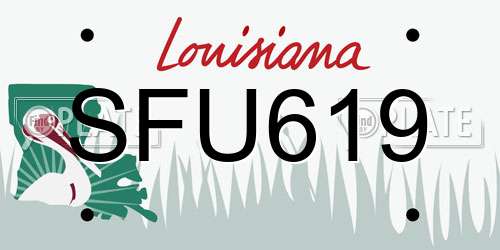 SFU619 Louisiana License Plate