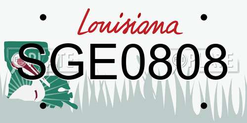 SGE0808 Louisiana License Plate