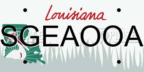 SGEAOOA Louisiana License Plate