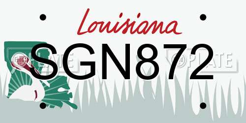 SGN872 Louisiana License Plate