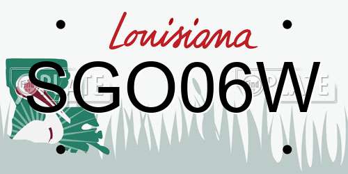SGO06W Louisiana License Plate