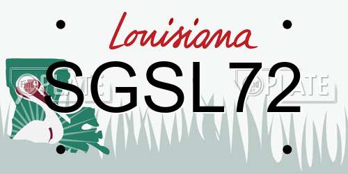 SGSL72 Louisiana License Plate