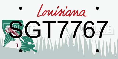 SGT7767 Louisiana License Plate