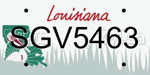 SGV5463 Louisiana License Plate