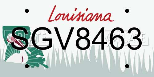 SGV8463 Louisiana License Plate