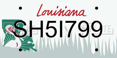 SH5I799 Louisiana License Plate