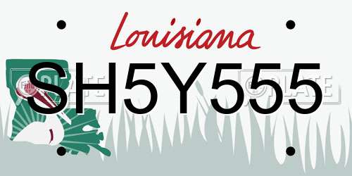 SH5Y555 Louisiana License Plate