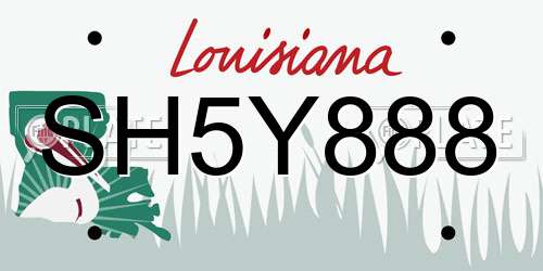 SH5Y888 Louisiana License Plate