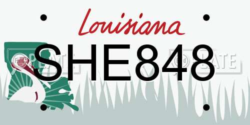 SHE848 Louisiana License Plate