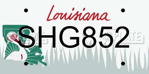 SHG852 Louisiana License Plate