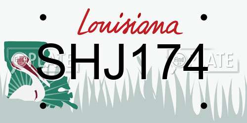 SHJ174 Louisiana License Plate