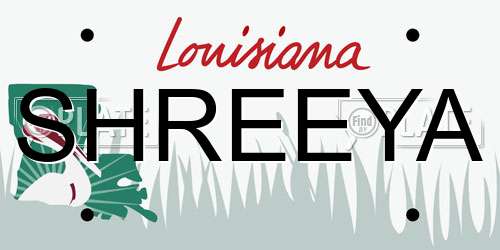 SHREEYA Louisiana License Plate