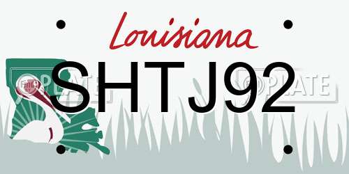 SHTJ92 Louisiana License Plate