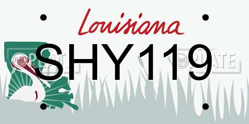 SHY119 Louisiana License Plate