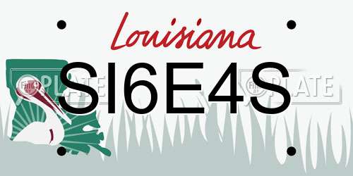 SI6E4S Louisiana License Plate