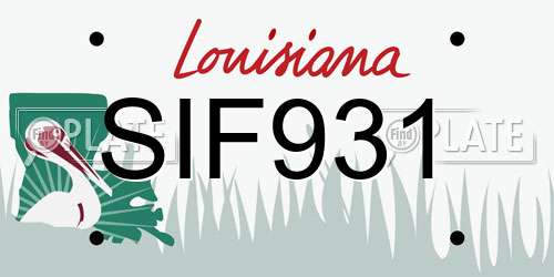 SIF931 Louisiana License Plate
