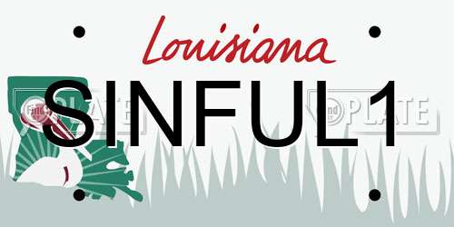 SINFUL1 Louisiana License Plate