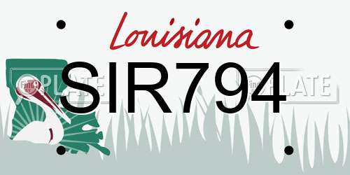 SIR794 Louisiana License Plate