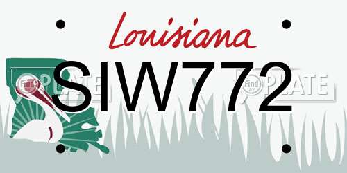SIW772 Louisiana License Plate