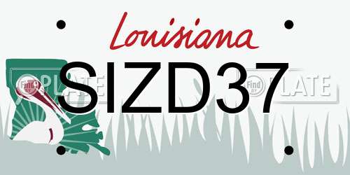 SIZD37 Louisiana License Plate
