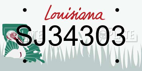 SJ34303 Louisiana License Plate