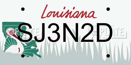 SJ3N2D Louisiana License Plate