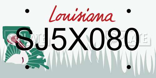 SJ5X080 Louisiana License Plate