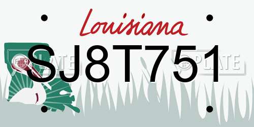 SJ8T751 Louisiana License Plate