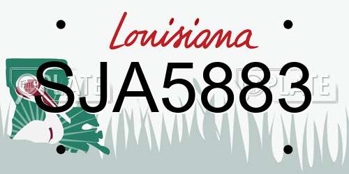 SJA5883 Louisiana License Plate