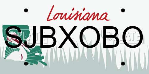SJBXOBO Louisiana License Plate