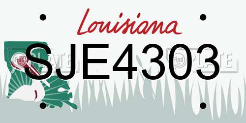SJE4303 Louisiana License Plate