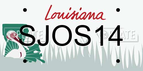 SJOS14 Louisiana License Plate