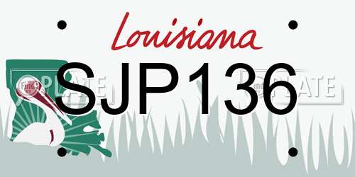 SJP136 Louisiana License Plate