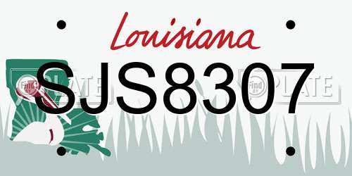 SJS8307 Louisiana License Plate