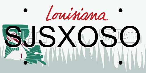 SJSXOSO Louisiana License Plate