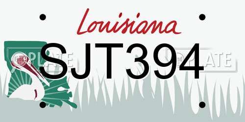 SJT394 Louisiana License Plate