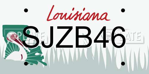 SJZB46 Louisiana License Plate