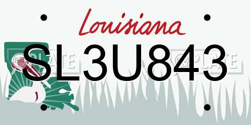 SL3U843 Louisiana License Plate