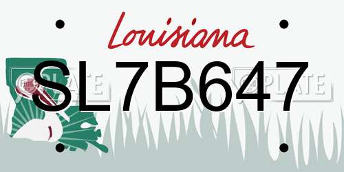 SL7B647 Louisiana License Plate