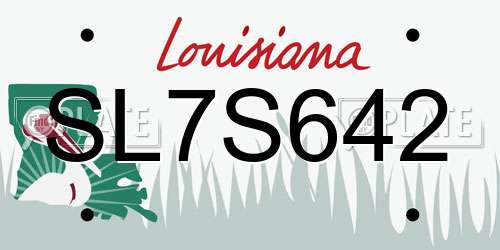 SL7S642 Louisiana License Plate