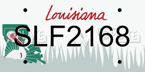 SLF2168 Louisiana License Plate