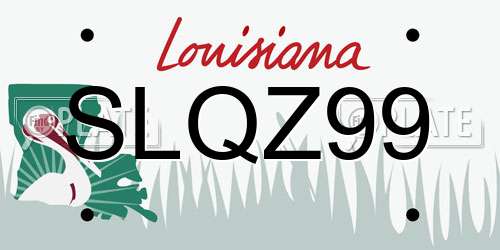 SLQZ99 Louisiana License Plate