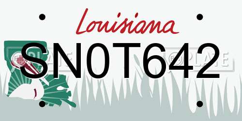 SN0T642 Louisiana License Plate